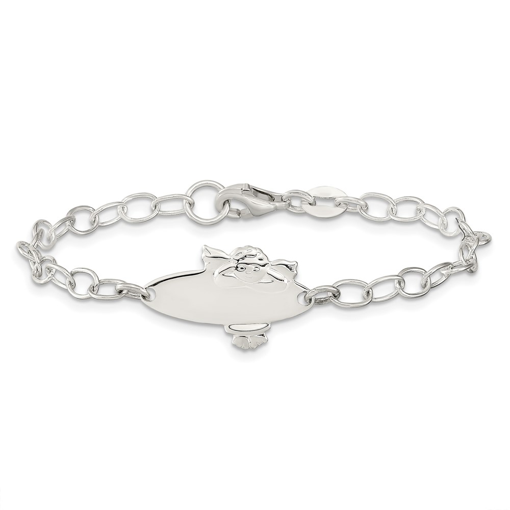 Sterling Silver Polished Angel Baby Engraveable ID Bracelet (QID175-6)