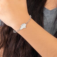 Sterling Silver Engravable Cable Link Angel 20x 12mm Plate ID Bracelet, 6" view 5