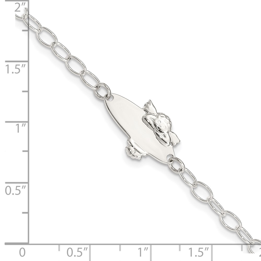 Sterling Silver Polished Angel Baby Engraveable ID Bracelet (QID175-6)