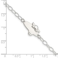 Sterling Silver Engravable Cable Link Angel 20x 12mm Plate ID Bracelet, 6" view 4