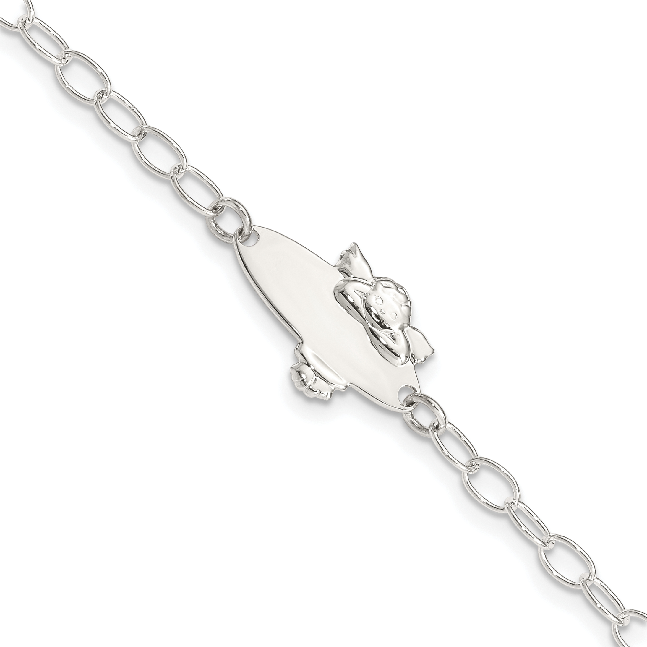 Sterling Silver Polished Angel Baby Engraveable ID Bracelet (QID175-5)
