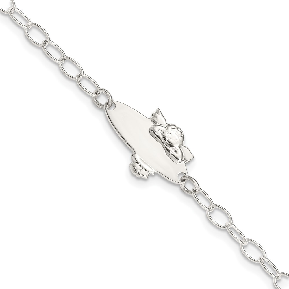 Sterling Silver Polished Angel Baby Engraveable ID Bracelet (QID175-5)