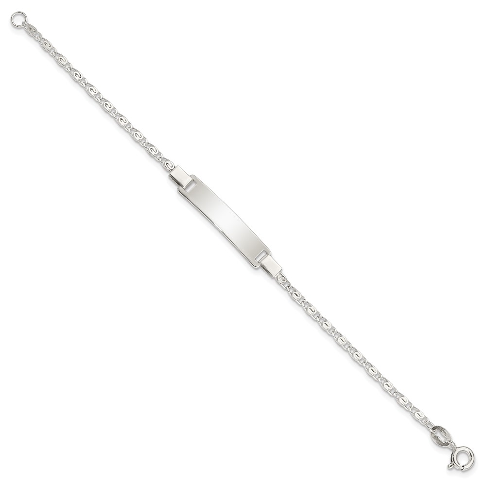 Sterling Silver Polished Engraveable Children's ID Bracelet (QID176-6)