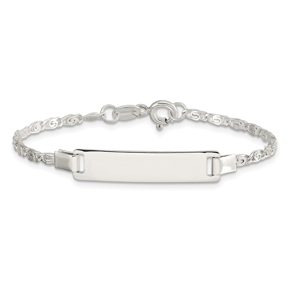 Sterling Silver Polished Engraveable Children's ID Bracelet (QID176-6)