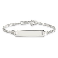 Sterling Silver Engravable Fancy Link 27x 5mm Plate ID Bracelet, 6" view 3