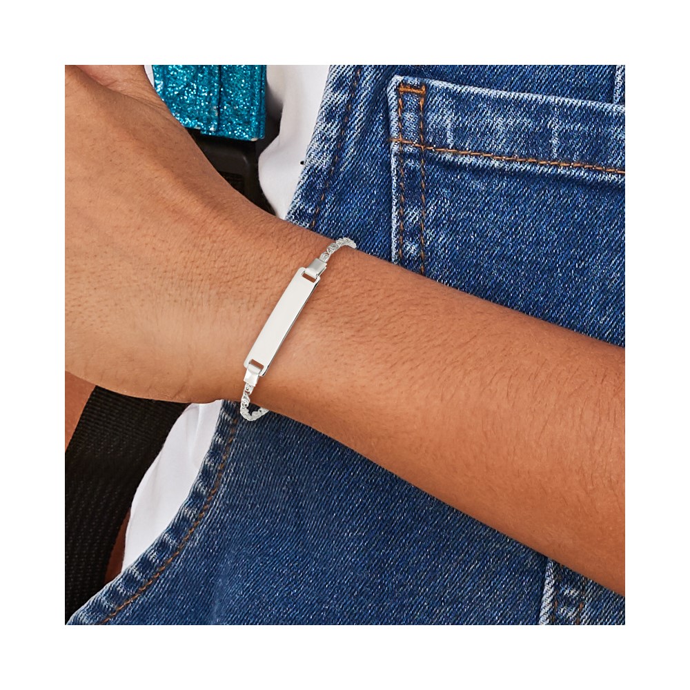 Sterling Silver Polished Engraveable Children's ID Bracelet (QID176-6)
