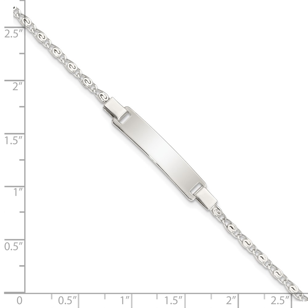 Sterling Silver Polished Engraveable Children's ID Bracelet (QID176-6)