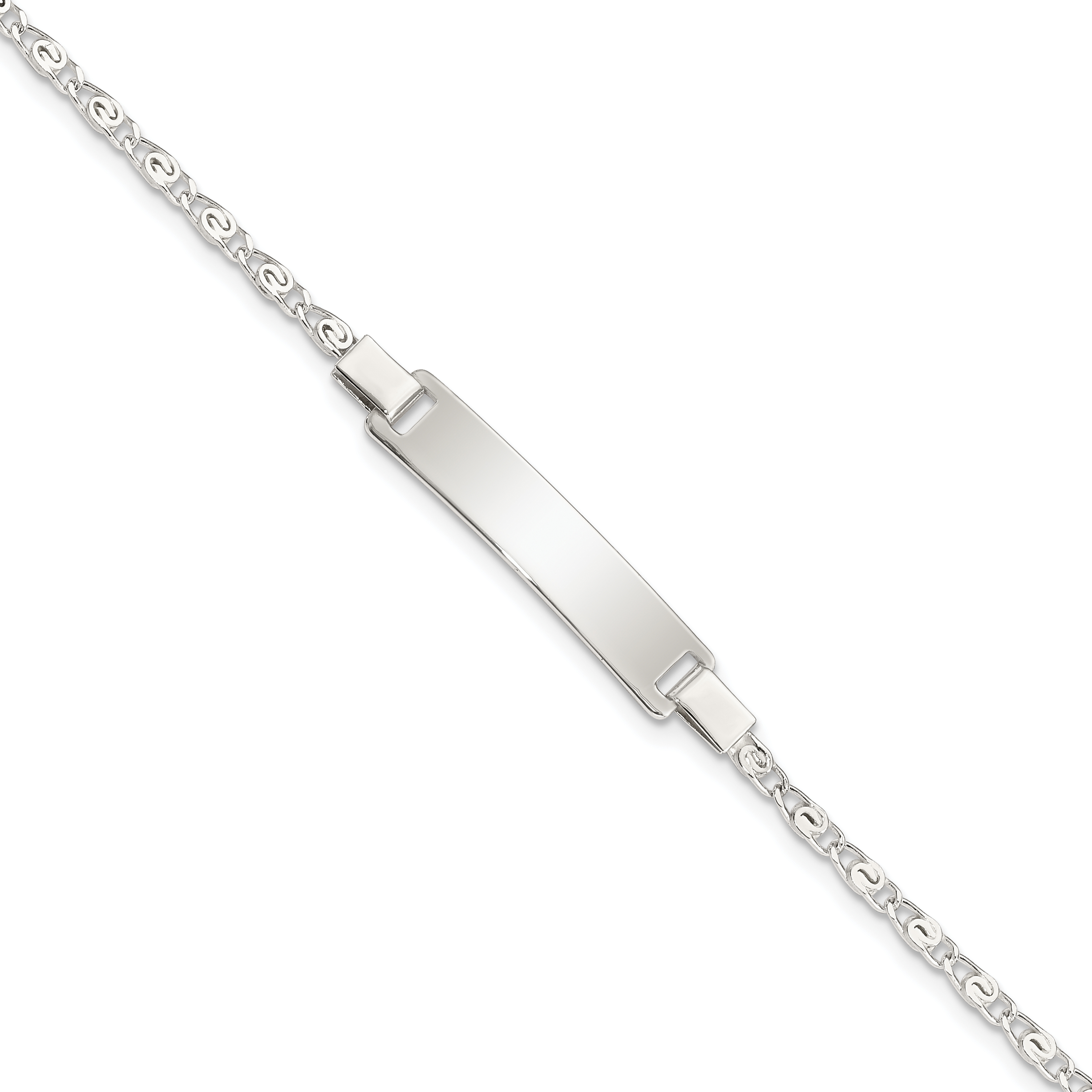 Sterling Silver Polished Engraveable Children's ID Bracelet (QID176-6)