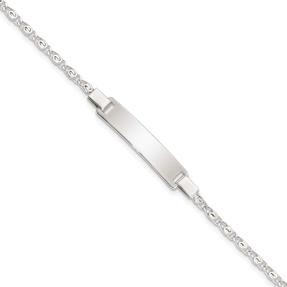 Sterling Silver Polished Engraveable Children's ID Bracelet (QID176-6)