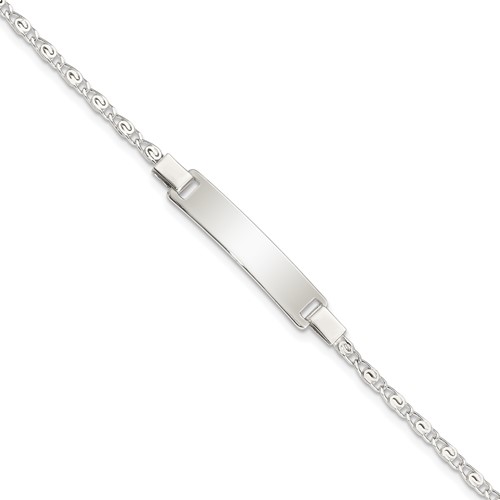 Sterling Silver Engravable Fancy Link 27x 5mm Plate ID Bracelet, 6"