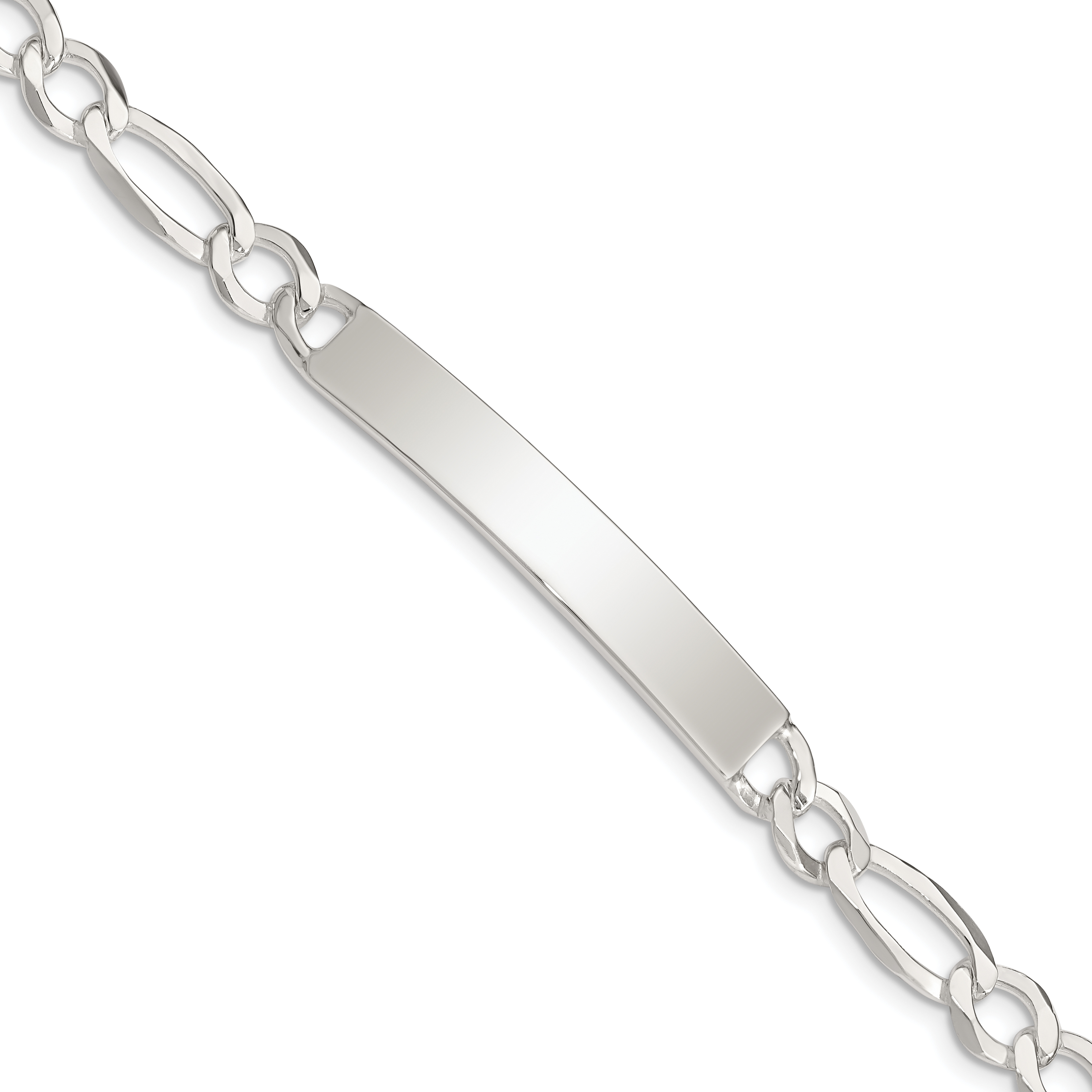 Sterling Silver Figaro Link ID Bracelet (QID186-8.5)