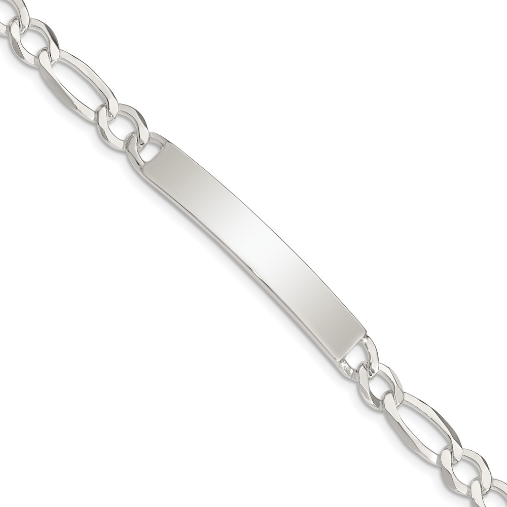 Sterling Silver Figaro Link ID Bracelet (QID186-8.5)