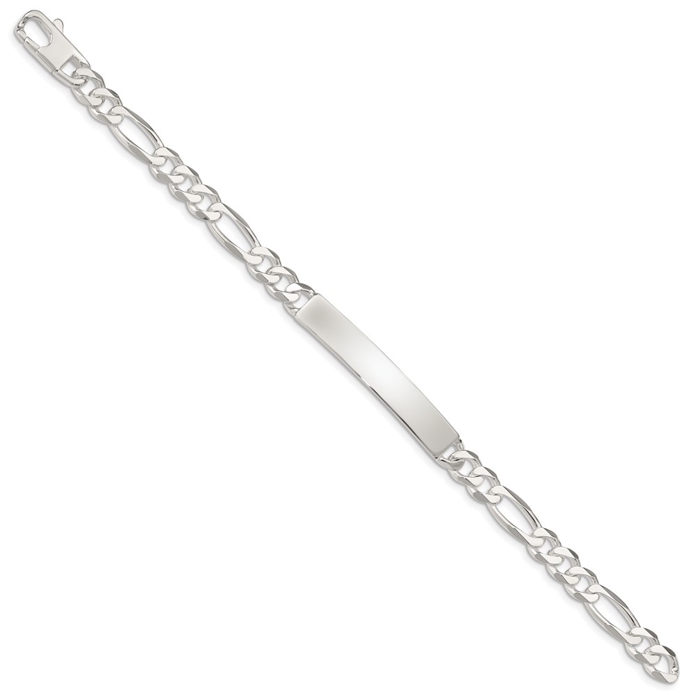 Sterling Silver Figaro Link ID Bracelet (QID188-8.5)