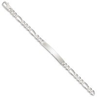 Sterling Silver Figaro Link ID Bracelet view 2