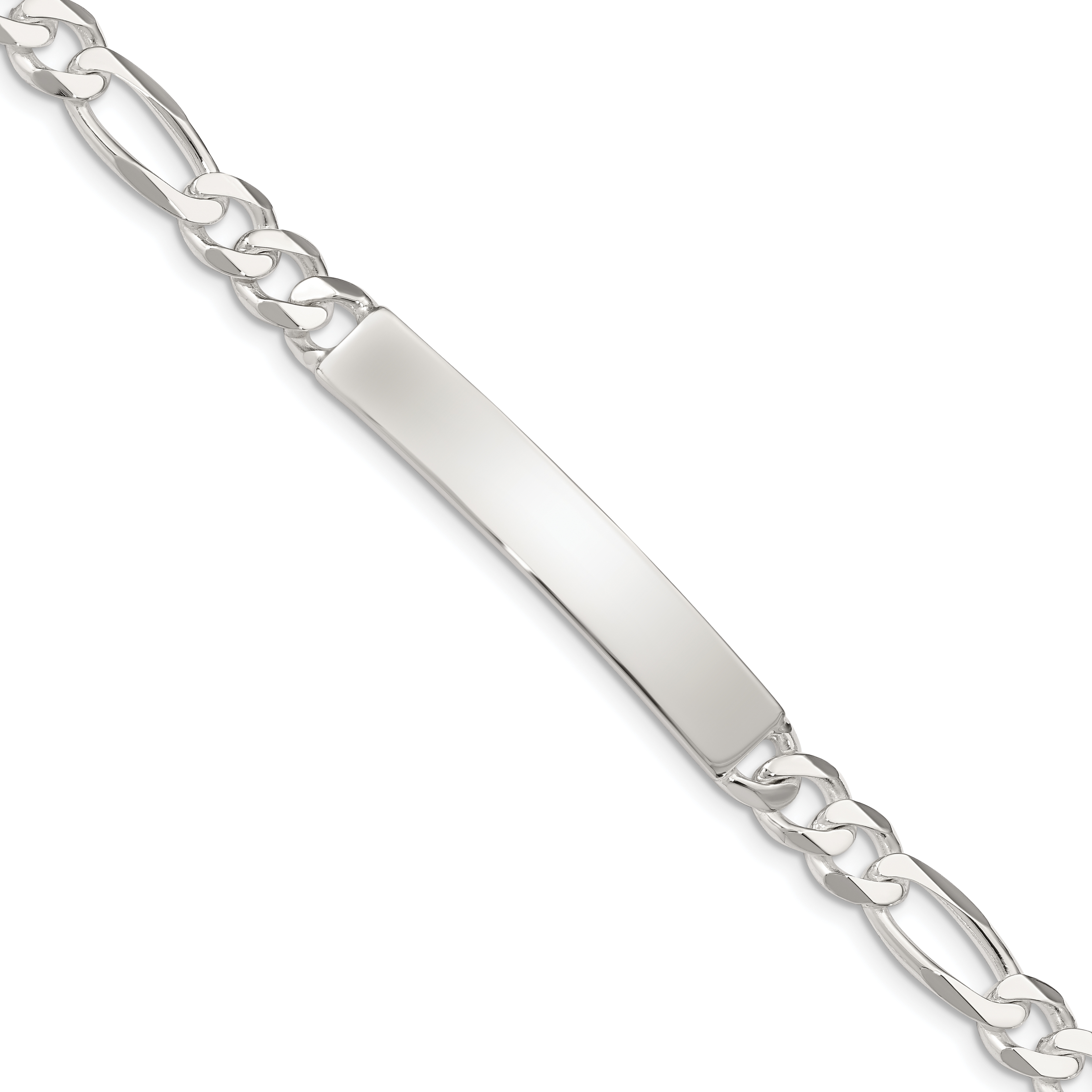 Sterling Silver Figaro Link ID Bracelet (QID188-8.5)