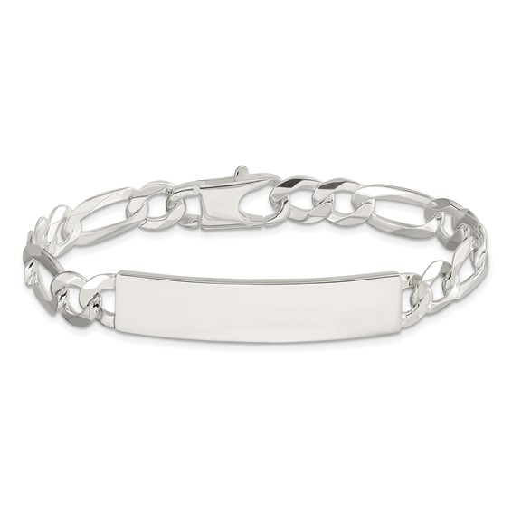 Sterling Silver Figaro Link ID Bracelet