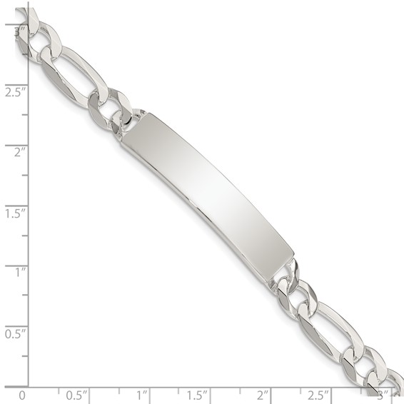 Sterling Silver Figaro Link ID Bracelet
