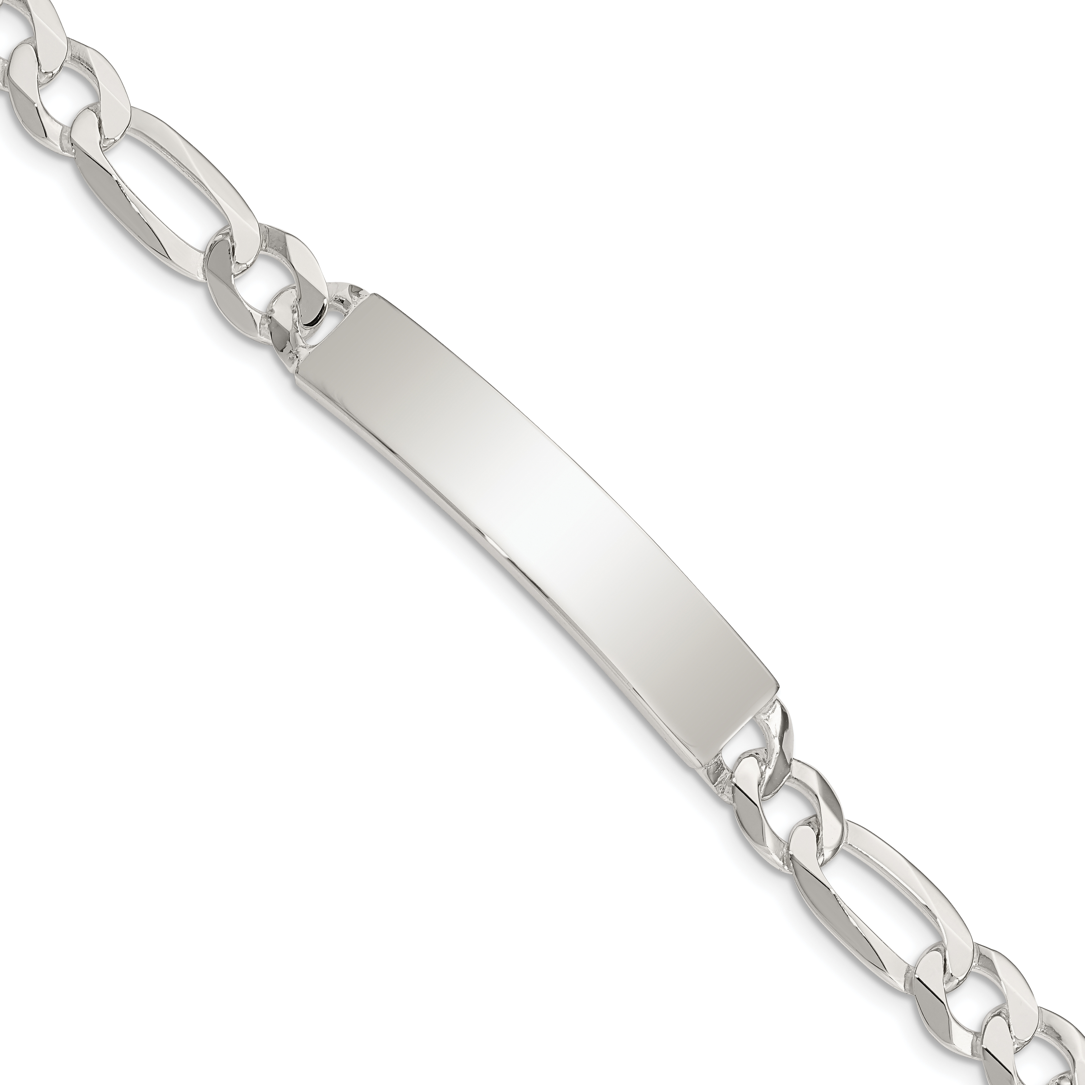 Sterling Silver Figaro Link ID Bracelet (QID189-8.5)