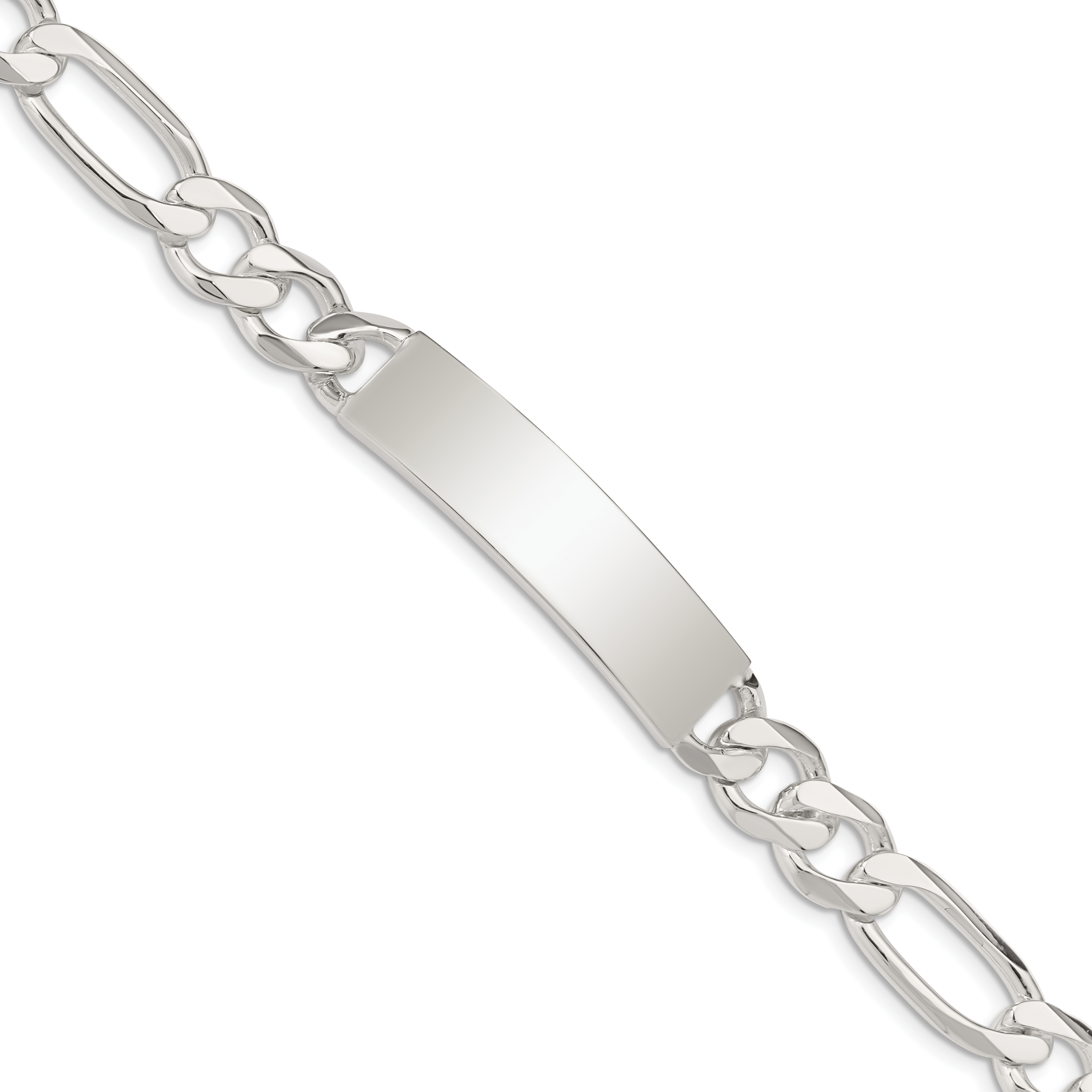 Sterling Silver Figaro Link ID Bracelet (QID190-7.5)