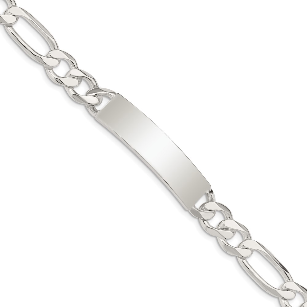 Sterling Silver Figaro Link ID Bracelet (QID190-7.5)