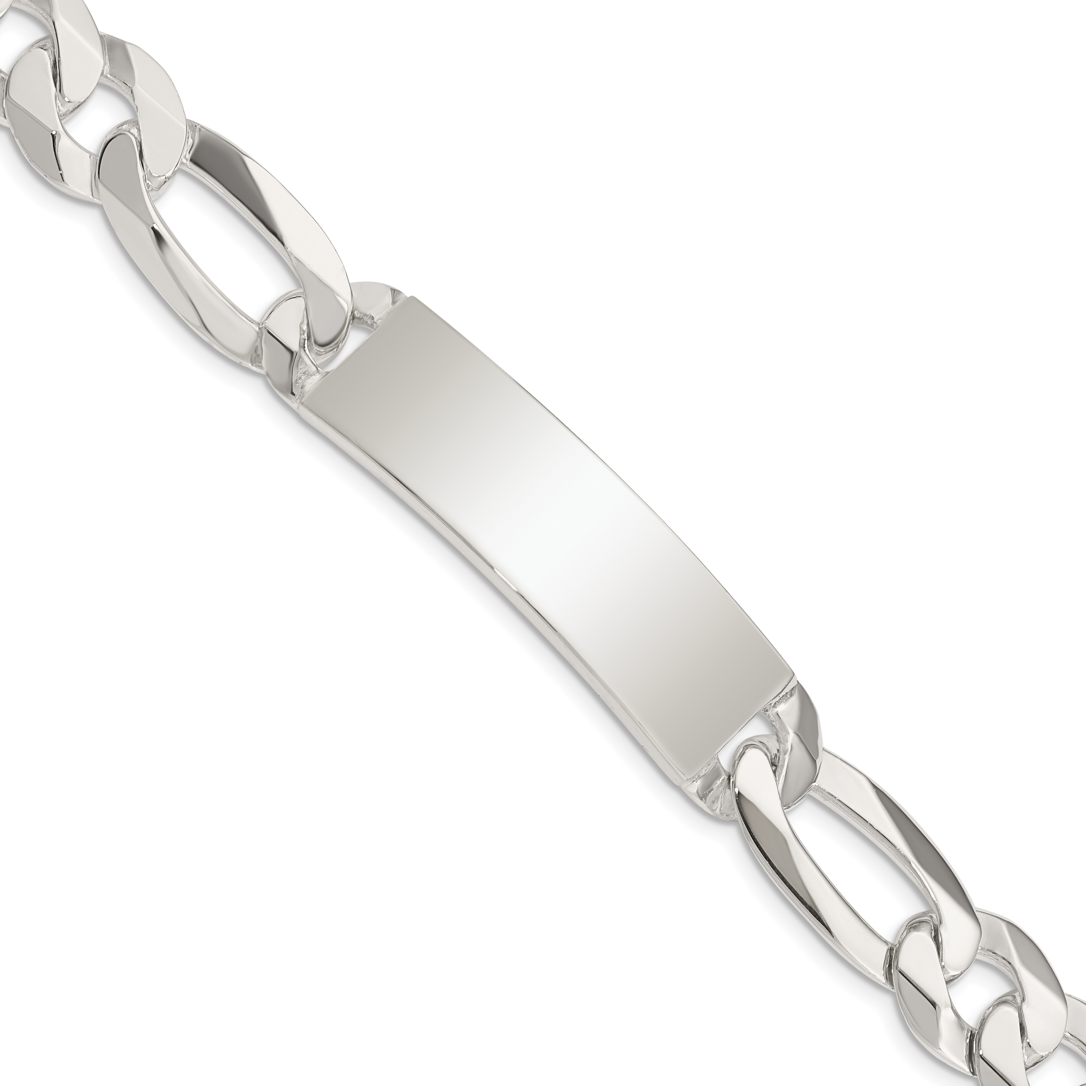 Sterling Silver Figaro Link ID Bracelet (QID191-8.5)