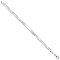 Sterling Silver Polished Engravable Curb Link 40x 5mm Plate ID Bracelet, 7.5" view 2