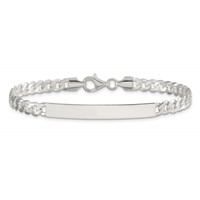 Sterling Silver Polished Engravable Curb Link 40x 5mm Plate ID Bracelet, 7.5" view 3
