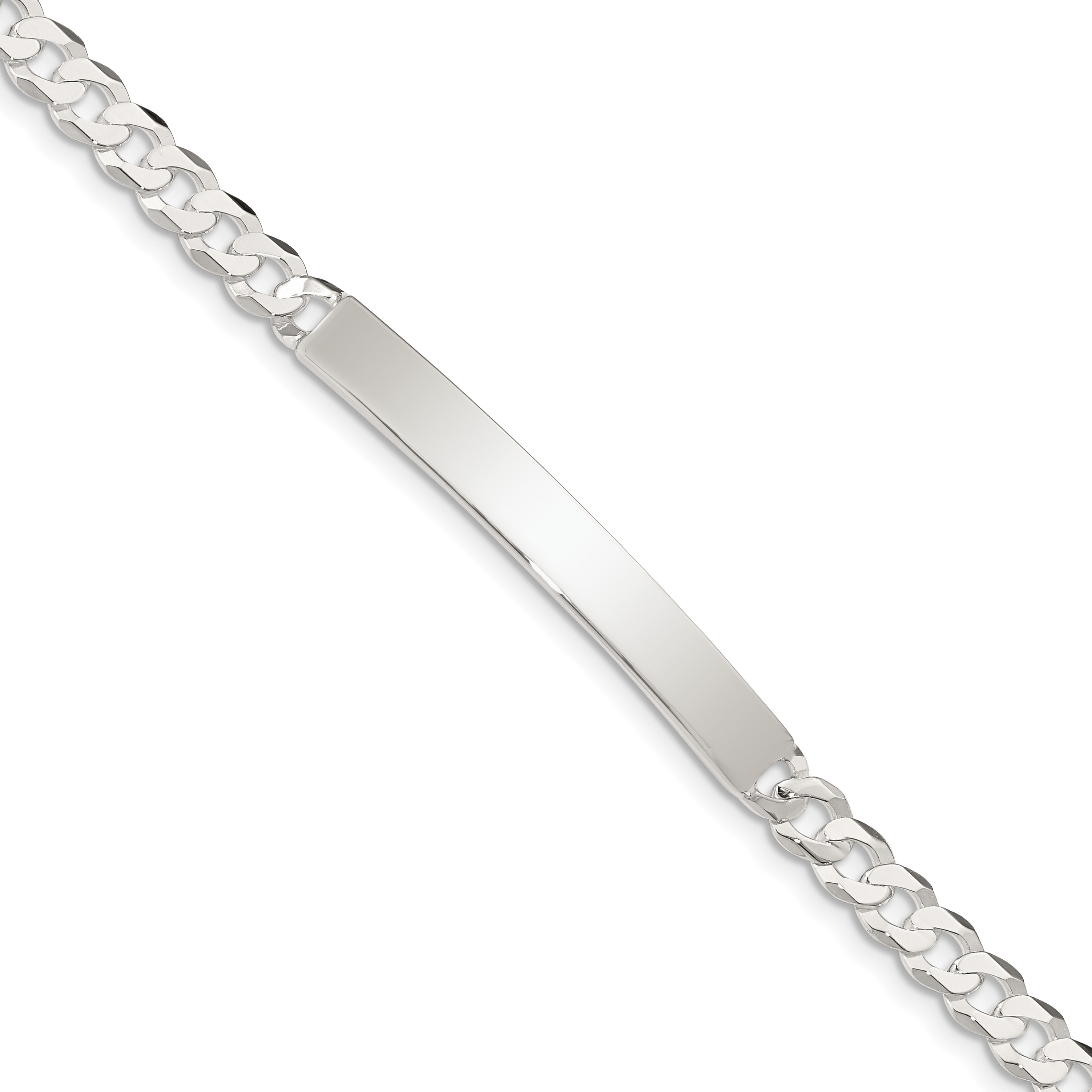 Sterling Silver Curb Link ID Bracelet (QID196-7.5)
