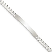 Sterling Silver Polished Engravable Curb Link 40x 5mm Plate ID Bracelet, 7.5" view 1
