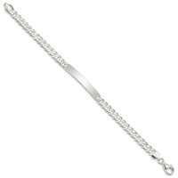 Sterling Silver Polished Engravable Curb Link 40x 6mm Plate ID Bracelet, 7.5" view 2