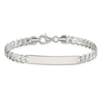 Sterling Silver Polished Engravable Curb Link 40x 6mm Plate ID Bracelet, 7.5" view 3