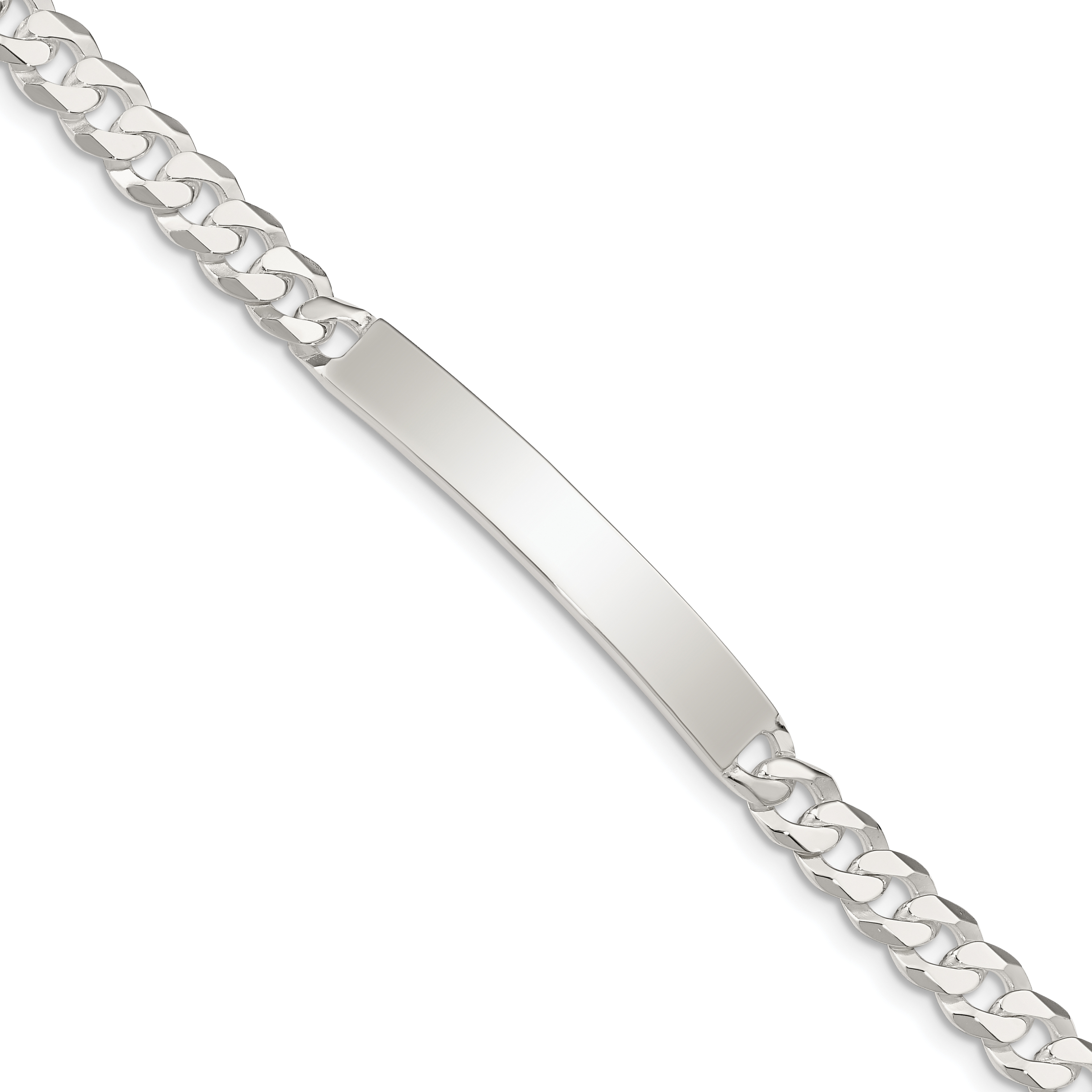 Sterling Silver Curb Link ID Bracelet (QID197-7.5)