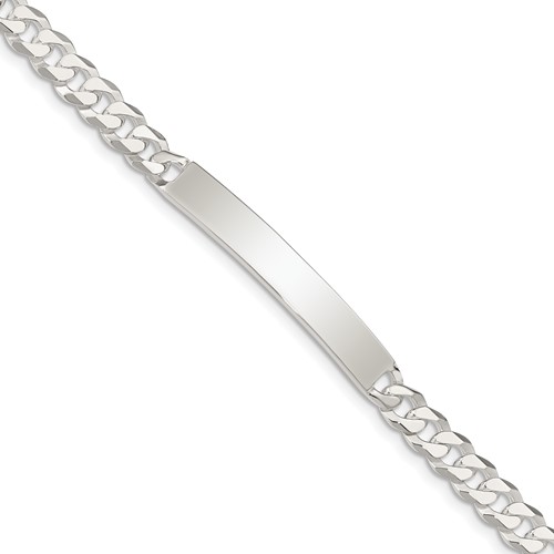 Sterling Silver Polished Engravable Curb Link 40x 6mm Plate ID Bracelet, 7.5"