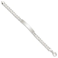 Sterling Silver Polished Engravable Curb Link 45x 7.5mm Plate ID Bracelet, 7.5" view 2