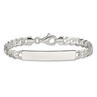 Sterling Silver Polished Engravable Curb Link 45x 7.5mm Plate ID Bracelet, 7.5" view 3