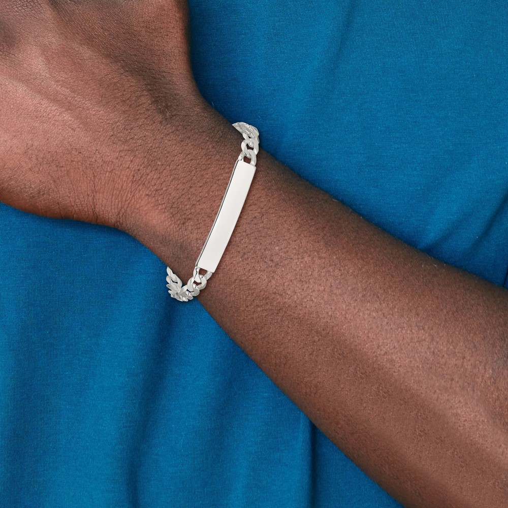 Sterling Silver Curb Link ID Bracelet (QID198-8.5)