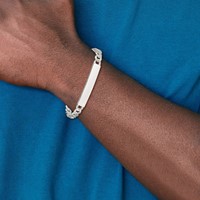 Sterling Silver Polished Engravable Curb Link 45x 7.5mm Plate ID Bracelet, 7.5" view 5