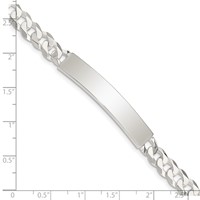 Sterling Silver Polished Engravable Curb Link 45x 7.5mm Plate ID Bracelet, 7.5" view 4