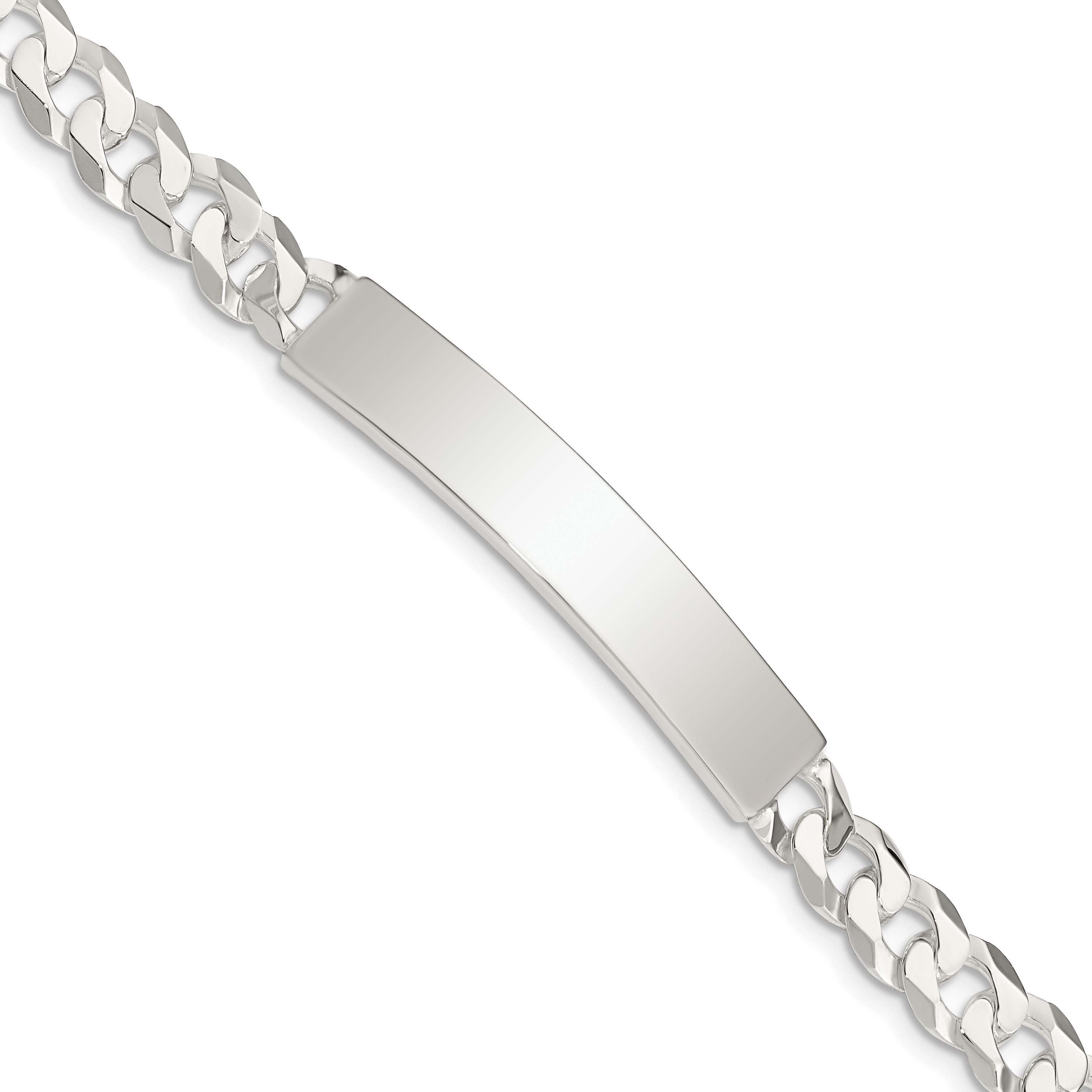 Sterling Silver Curb Link ID Bracelet (QID198-8.5)