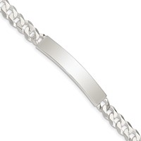 Sterling Silver Polished Engravable Curb Link 45x 7.5mm Plate ID Bracelet, 7.5" view 1