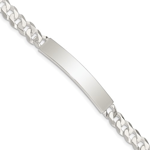 Sterling Silver Polished Engravable Curb Link 45x 7.5mm Plate ID Bracelet, 7.5"