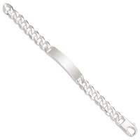 Sterling Silver Polished Engravable Curb Link 42x 10mm Plate ID Bracelet, 7.5" view 2