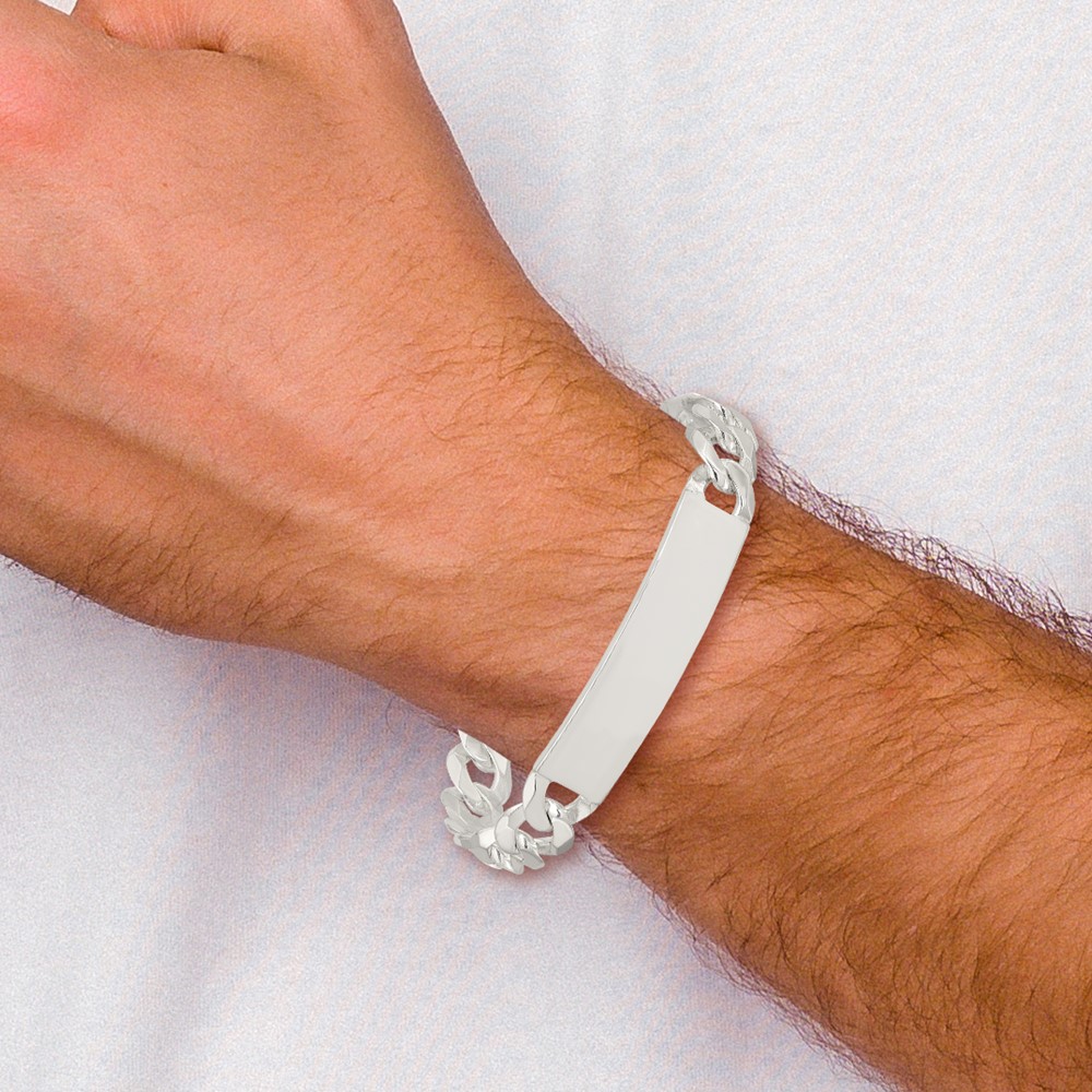 Sterling Silver Curb Link ID Bracelet (QID201-8.5)