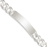 Sterling Silver Polished Engravable Curb Link 42x 10mm Plate ID Bracelet, 7.5" view 1