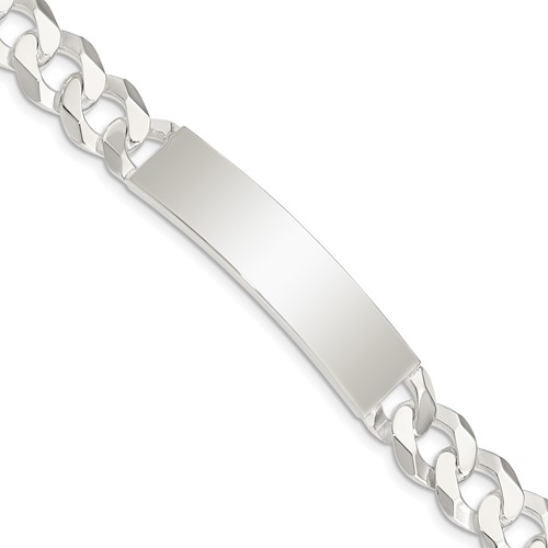 Sterling Silver Polished Engravable Curb Link 42x 10mm Plate ID Bracelet, 7.5"