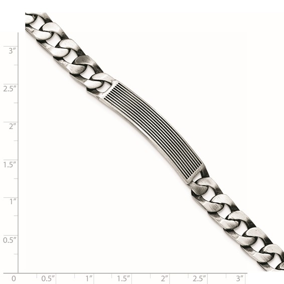 Sterling Silver Antiqued Satin ID Link Bracelet