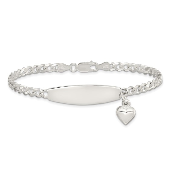 Sterling Silver w/Heart Charm ID Bracelet