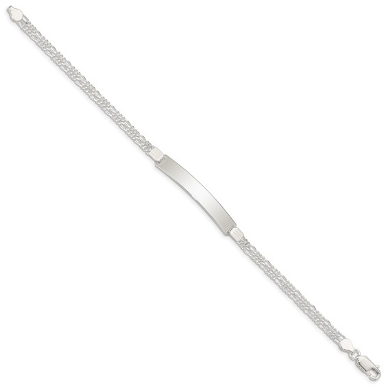 Sterling Silver Double Chain Fancy Link ID Bracelet