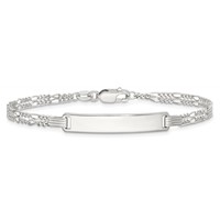 Sterling Silver Double Chain Fancy Link ID Bracelet view 3