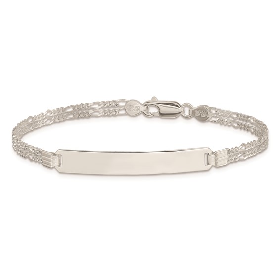 Sterling Silver Double Chain Fancy Link ID Bracelet